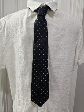 Dior Black Silk Tie with Dot Pattern